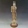 ANTIQUE CHINESE PAINTED CARVED WOOD MEIREN - QING DYNASTY