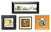 Four Harris Strong Modern Paintings on Tile