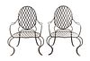 Pair of "Poltrona Merlino" Wrought Iron Armchairs