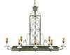 Art Deco Style Patinated Iron 8 Light Chandelier
