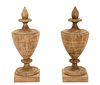 Pair of Carved Wood Urn Form Finials