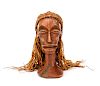 African Chokwe Carved & Shell Accented Bust