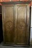 Antique Armoire with Wheel Carving and Iron
