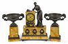 French bronze and marble clock garniture, late 19th c., 20 3/4'' h.