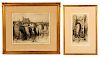 Collection of Two Hedley Fitton Drypoint Etchings