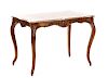 French Walnut & Marble Top Table, 19th Century