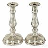Pair of Continental weighted silver candlesticks, late 19th c., initialed BMF, 9 1/2'' h.