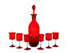 Late 19th C. Ruby Glass Decanter & Cordial Service