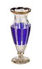Moser Cobalt Cut Glass and Gilt Vase