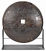 Early carved wooden wheel, 30'' dia.