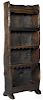 Jacobean style carved oak bookcase, 68'' h., 26'' w.