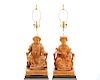 Pair, Chinese Carved Figural Table Lamps