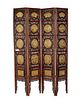 Fine Carved Hardwood Screen With Brass Medallions