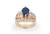 Ladies 14k Gold, Sapphire & Diamond Ring
