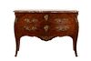 Louis XV Marble Top Bombe Walnut Commode, 18th C