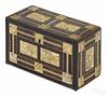 Continental exotic woods dresser box, 19th c., with inlaid bone panels