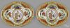 Pair of Worcester Bengal Tiger small platters with armorials, late 18th c., 7 5/8'' x 9 7/8''.