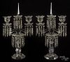 Pair of colorless glass candelabra, early 20th c., possibly Fostoria, 21 1/2'' h.
