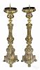 Pair of Continental brass pricket sticks, late 19th c., 28 1/2'' h.