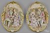 Pair of bisque wall plaques by Pucci, titled Betrothal, 13 3/4'' x 10''.