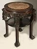 A CHINESE CARVED HARDWOOD AND MARBLE STAND TABLE