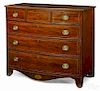 George III mahogany bowfront chest of drawers, late 18th c., with overall line inlay