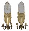 Pair of brass mirrored acorn-form sconces, early 20th c., 18 1/2'' h.