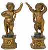 Pair of Continental carved and gessoed putti, 18th/19th c., 32 1/2'' h.