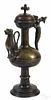 Continental Gothic style bronze ewer, probably late 19th c., with a dragon handle and lion spout