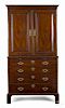 George III mahogany linen press, late 18th c., in two parts