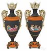 Pair of French Neoclassical painted porcelain urns, late 19th c., inscribed on base J. A. & Co.