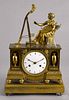 French gilt bronze mantel clock, late 19th c., with a figure of an artist at her easel, 16 1/2'' h.