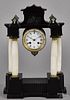 French faux marble and alabaster portico clock, late 19th c.