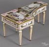 French porcelain piano-form dresser box, ca. 1900, decorated with hunting scenes, 6 3/4'' h.