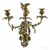 Set of four French bronze wall sconces, ca. 1900, 14'' h., 13'' w.