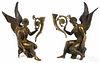 Pair of French bronze allegorical candleholders, late 19th c., in the form of winged female figure