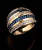 A CONTEMPORARY 18K DIAMOND AND SAPPHIRE FASHION RING