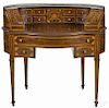 French marquetry inlaid kidney-shaped desk, early 20th c., 38'' h., 41'' w.