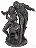 Adrien Etienne Gaudez (French 1845-1902), bronze of two musicians, titled Le Duo Difficle