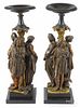 Pair of Continental bronze and slate figural garnitures, late 19th c., 20 1/4'' h.