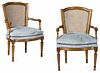 Pair of French Louis XV fruitwood fauteuils, 19th c.