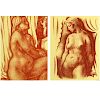 Aristide Maillol, French (1861-1944) Two Color Lithographs "Female Nudes".
