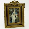 Antique Miniature Painting on Ivory "Duchess of Rutland, after Sir Joshua Reynolds, British (19th C)". Set in ornate gilt bronze frame.
