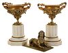 Pair Empire Gilt Bronze and Marble