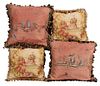Two Pairs Silk-Covered Pillows with