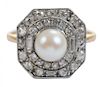 Vintage Diamond and Pearl Ring