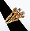 Vintage 18K Gold Diamond Sculptural Artisan Ring