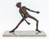 Victor Salmones "Lunging Athlete" Bronze Sculpture