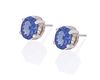 A pair of tanzanite and diamond stud earrings