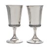 A Pair of Silvered Metal Goblets Height 7 3/8 inches.